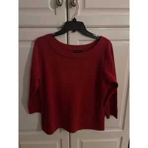 Carolyn Taylor Women Red Boatneck 3/4 Sleeve Knit Sweater Top XL
